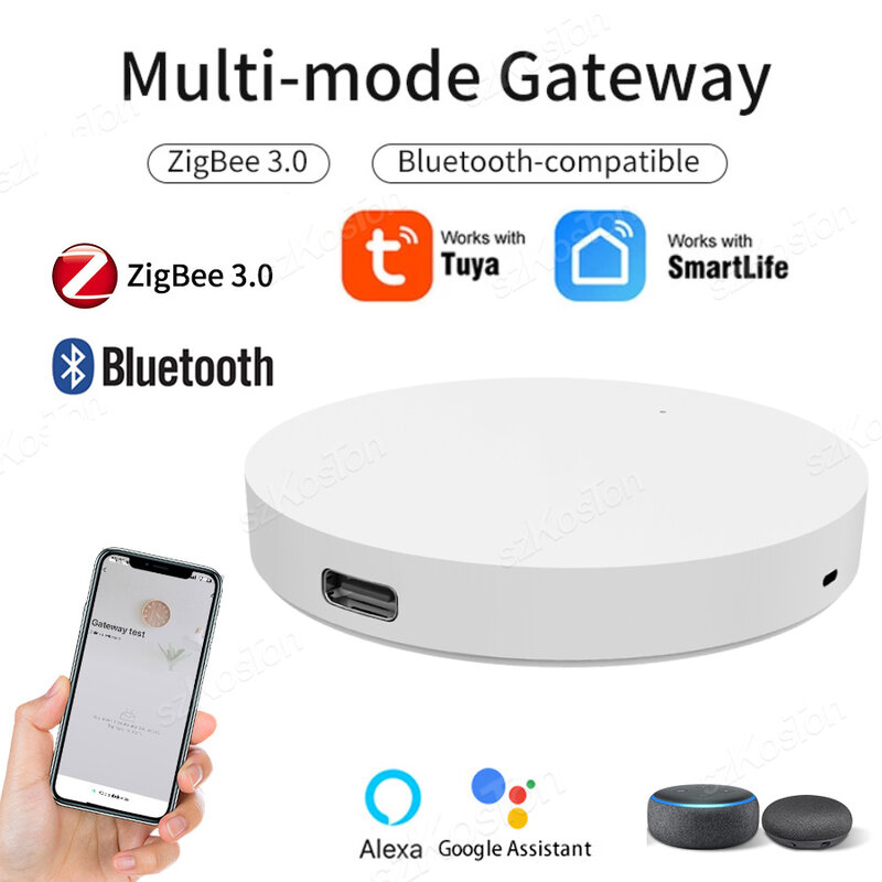 Tuya Smart Home Gateway Hub, Sem Fio, Ponte Multimodelo, Bluetooth, ZigBee para WiFi, Controle Remoto, Voz para Alexa e Google