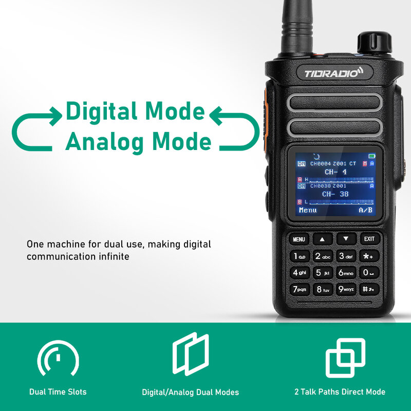 Tidradio TD DP738 DMR เครื่องรับส่งวิทยุ, วิทยุสื่อสารดิจิตอลทอล์คกี้แฮมทอล์คกี้มืออาชีพมือสมัครเล่นสองทางวิทยุ VHF UHF GPS 10W