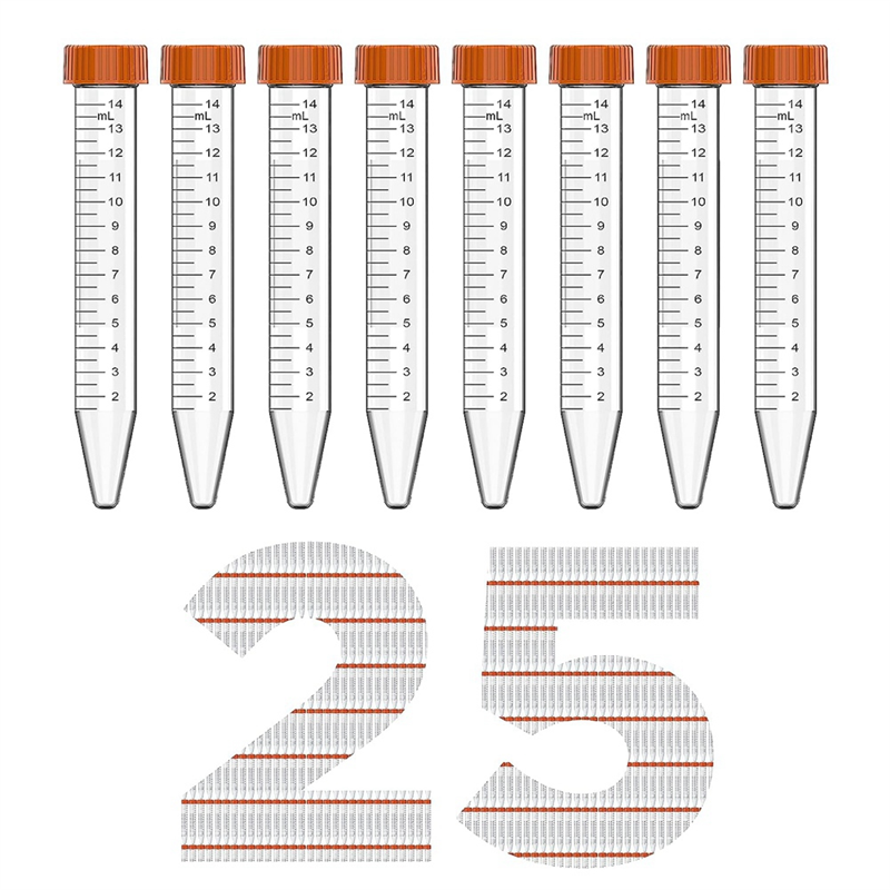 Tubo de centrífuga cónico de 15ML, tubos estériles de 25 piezas con tapas de tornillo a prueba de fugas, tubos cónicos
