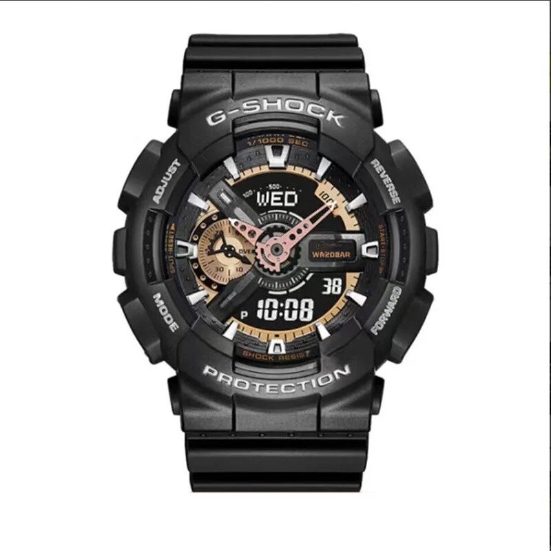 G-SHOCK-Multifuncional relógio de quartzo masculino, estudante relógio esportivo, eletrônico, preto, Dual Dial, data, stop, ao ar livre, GA110