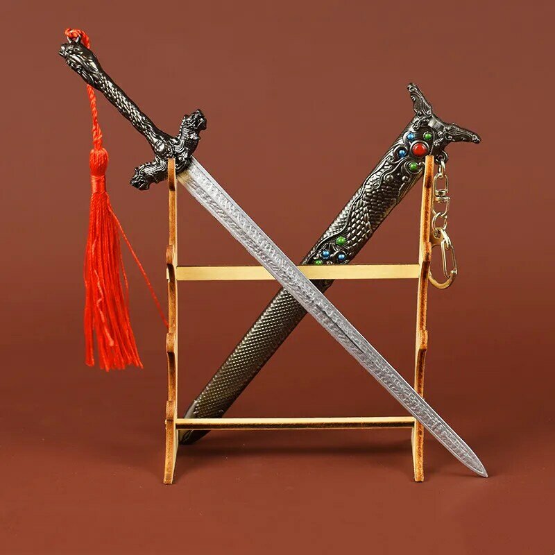 Металлический меч для открывания букв, 22 см, китайские мечи от древнего императора с держателем, искусственное оружие, коллекция игрушечного меча, косплей