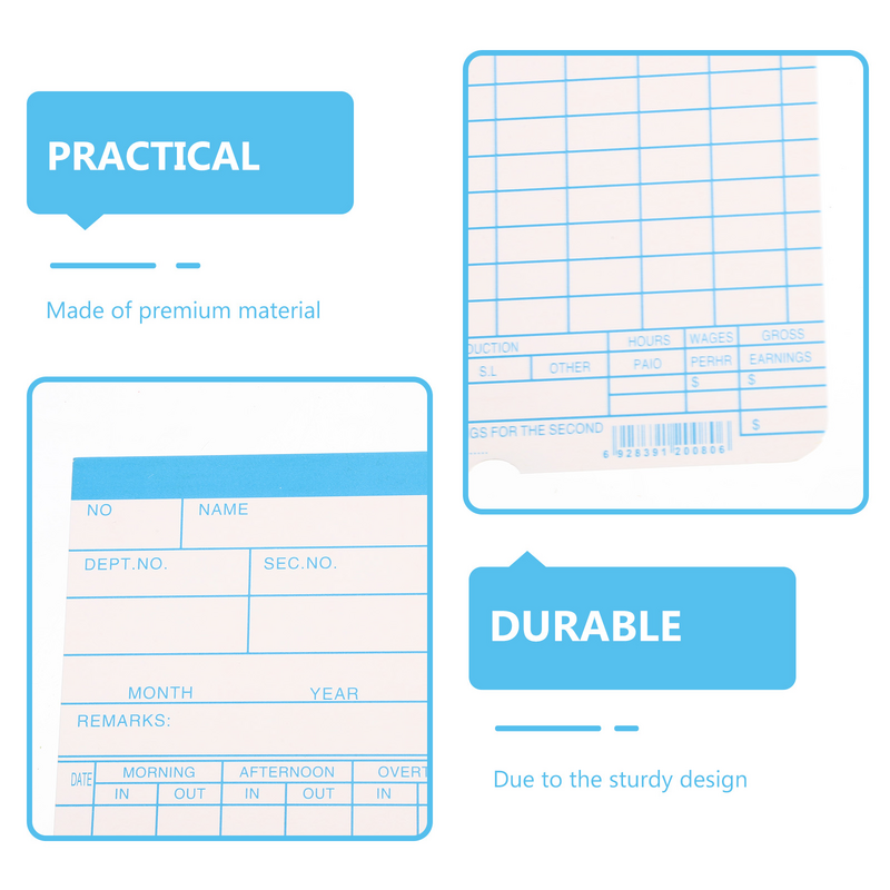 Double-Sided Time Cards, Attendant Punch Card, Material de Escritório, Papel, Dupla Face