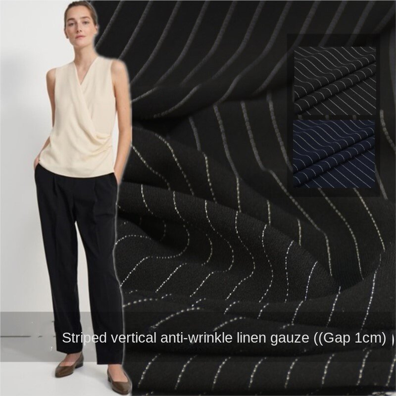 Летние полоски Cambric ткань против морщин гладкие драпировки брюки платье костюм Элитная одежда