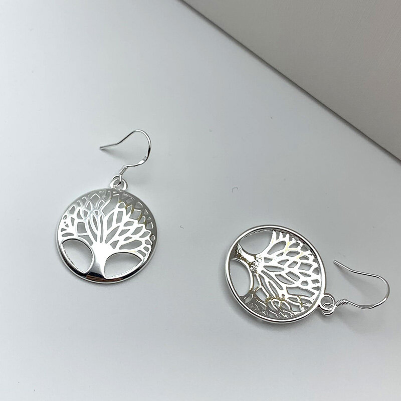 2024 nowość 925 srebrne drzewo życia kolczyki dla kobiet moda urok imprezowa biżuteria prezent bożonarodzeniowy dla dziewczyny