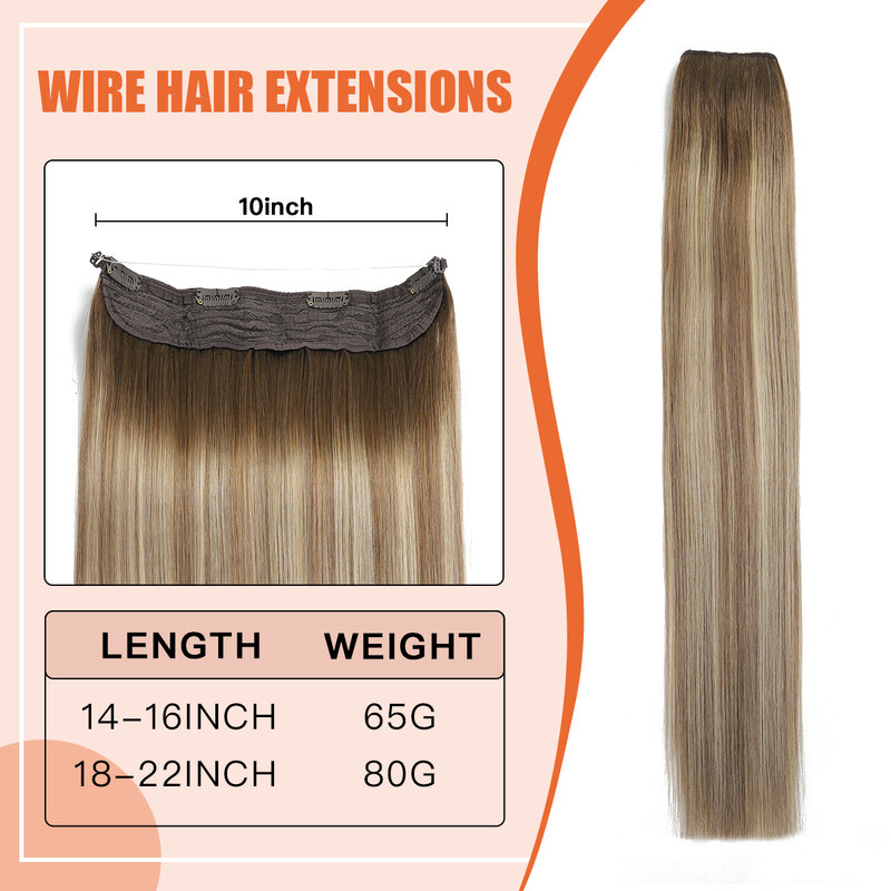 XDhair Wire estensioni dei capelli per le donne 70g 85g 14 pollici Balayage Ombre noce marrone a marrone cenere e estensioni dei capelli aureola bionda