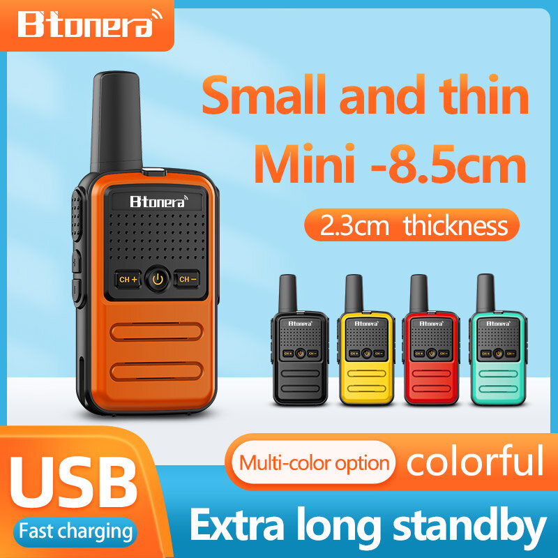 Btoera-Mini Walkie Talkie portátil, PMR 446, rádio em dois sentidos, Ht, PTT, 5W, 16CH, UHF, 400-470MHz, 2 pcs