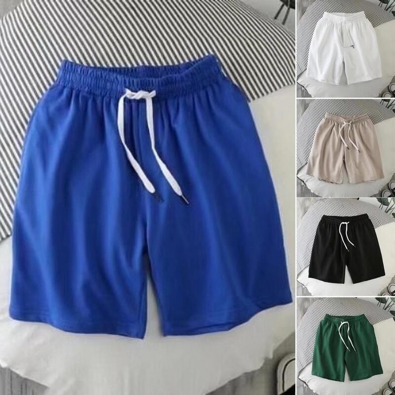 Elastische Kordel zug Bund Shorts schnell trocknende sportliche Shorts mit elastischen Bund taschen für Männer Sommer einfarbig breit