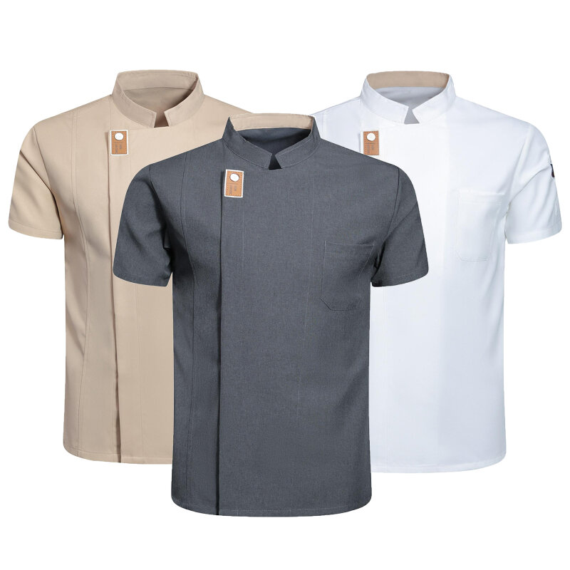 Veste de chef à manches courtes pour hommes et femmes, chemise de cuisinier, haut uniforme de restaurant Chamonix, nouveau, 2024