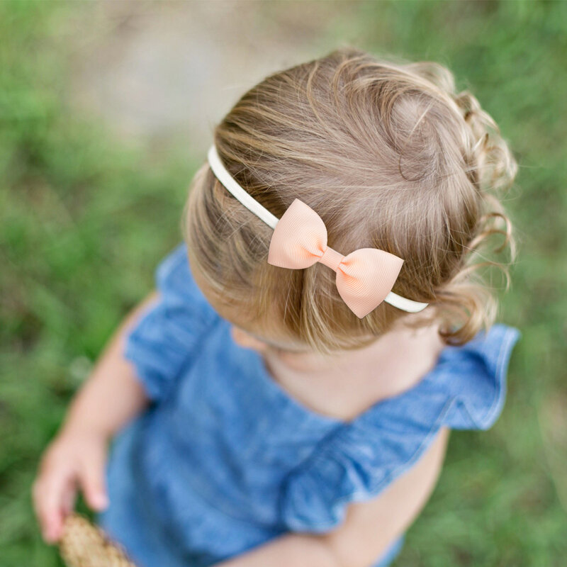 3/4/6 buah/set bando rambut elastis untuk bayi perempuan warna Solid hiasan kepala Grograin pita ikat kepala aksesoris rambut bayi anak