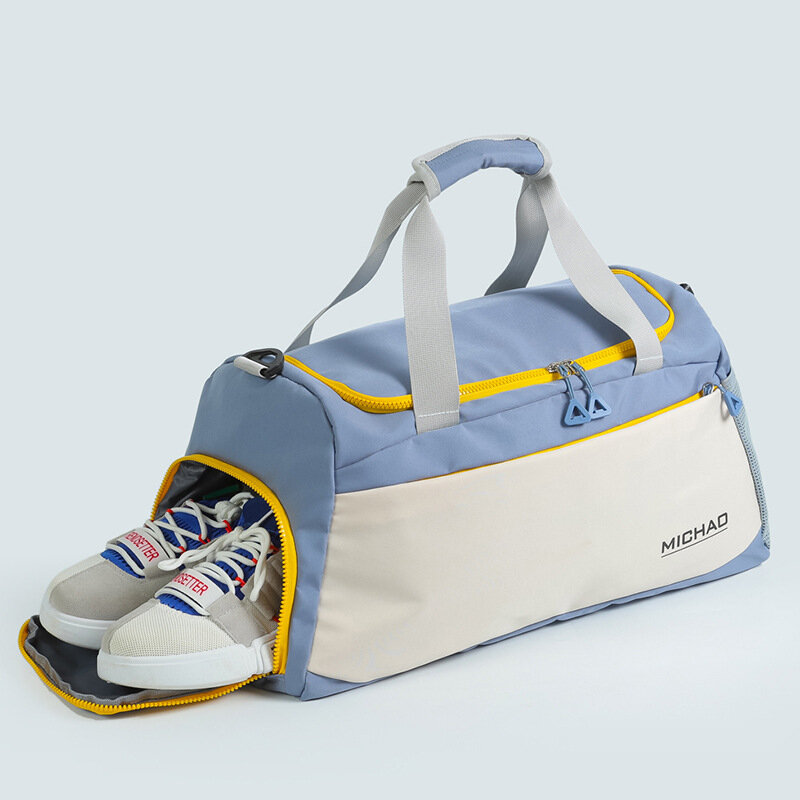 Bolsas de viaje deportivas portátiles, bolsa de Fitness de separación de seco y húmedo, bolsa de equipaje cruzado con logotipo personalizado para piscina, compartimento para zapatos