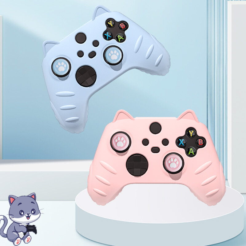 Cat Paw Siliconen Soft Shell Protector Sticker Skin Voor Xbox Series X/S Game Controller Case Xss Xsx Thumb Stick Grip Cap Cover