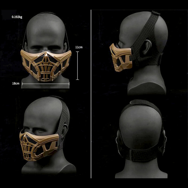 エアガン戦術通気性マスク、 メッシュハーフフェイスマスク、 エアガンペイントボール保護マスクギア、屋外狩猟オートバイマスク