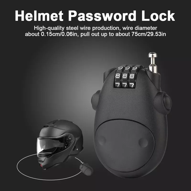 Casco moto universale Password Lock fune metallica telescopica cavo d'acciaio codice serratura valigia auto slitta casco Password Lock