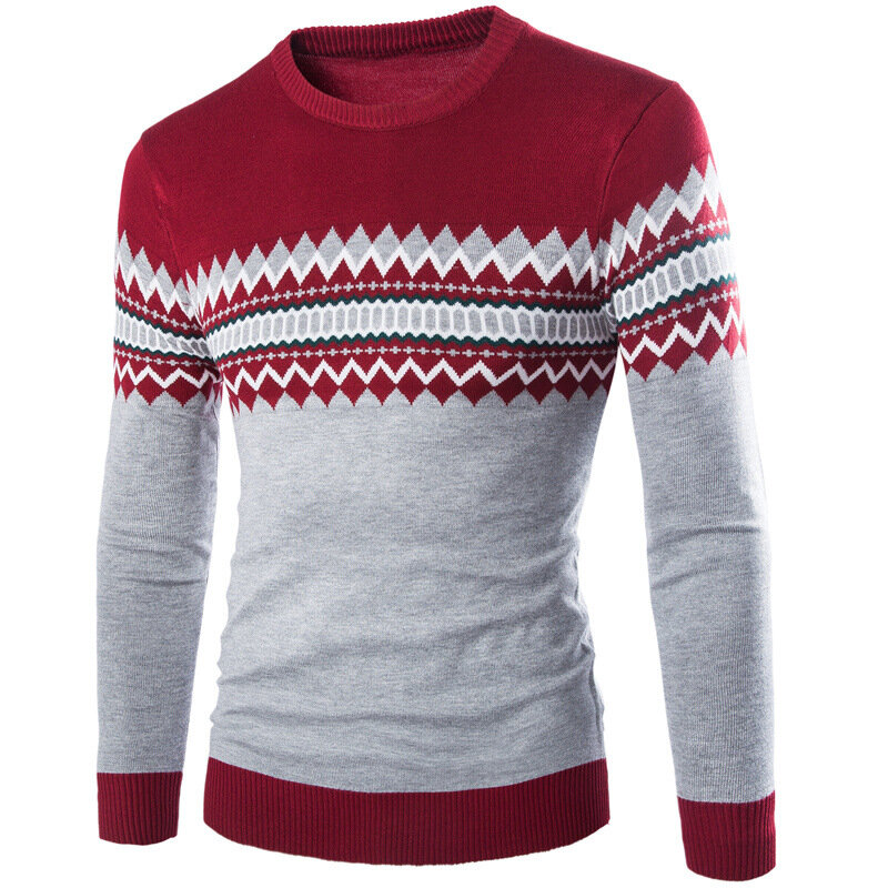 Fashion Sweater rajut pria, baju hangat pria leher O tipis musim gugur musim dingin, Sweater rajut pria baru 2024