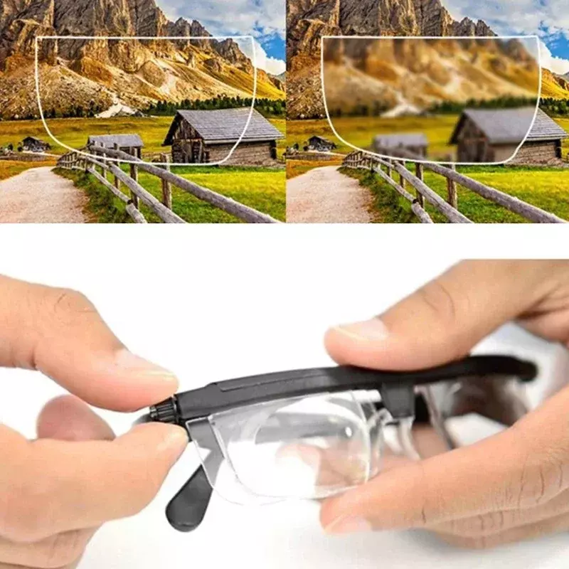 New Adjustable Strength Lens Eyewear Variable Focus Distance Vision Zoom Glasses Protective