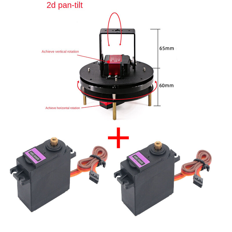 아두이노 로봇 브래킷용 금속 합금 기계식 회전 플랫폼 키트, 프로그래밍 가능한 DIY 키트, MG996 2 DOF 회전 로봇 매니퓰레이터