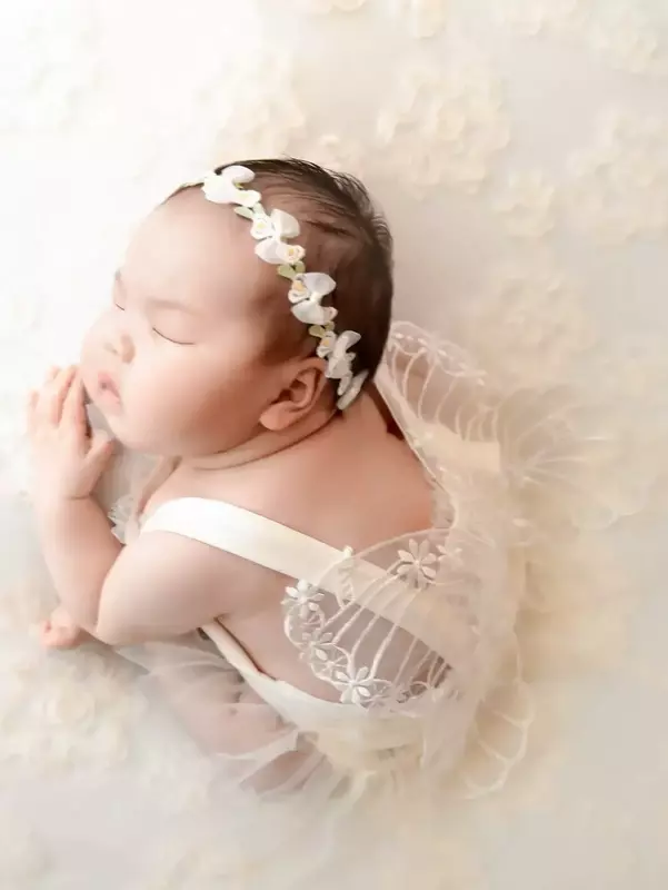 Rekwizyty fotograficzne dla noworodka czapka dziecko koronkowe kombinezony body fotografia dziewczyna sukienka sesja zdjęciowa kostium