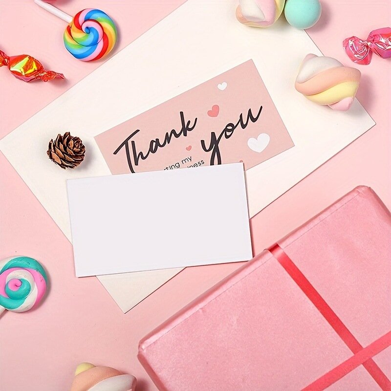 Tarjetas de agradecimiento para clientes y clientes, tarjetas de agradecimiento de negocios, color rosa, paquete en línea, bolsas de correo