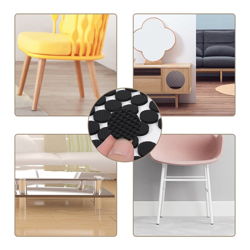 48Pcs Black Non Slip Self Adhesive Floor Protectors Square Rubber Table Chair Feet Pads Furniture Sofa Practical Tools
