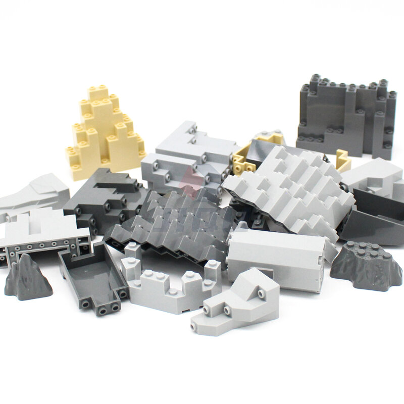 Painel de rocha Building Blocks Toy, MOC Figuras, Castelo, Torre, Rockery, Construção Bricks, 30246, 47847, Compatível 6066, 6082, 6083, 23996