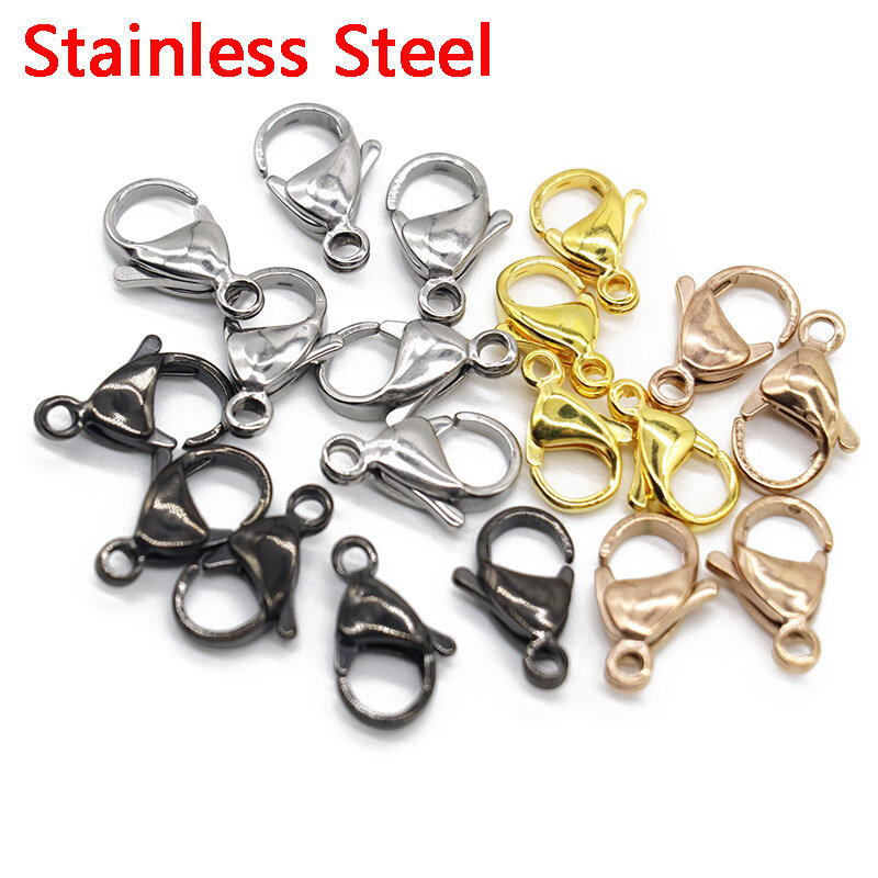 20/50PCS Stainless Steel Gold Plated Lobster Clasp Claw Clasps For Bracelet Necklace Chain DIY Jewelry Making Findings Supplies