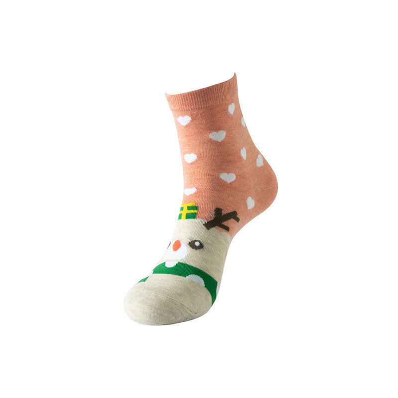 Новинка 2024, осенне-зимние теплые носки средней длины, рождественские женские носки из хлопка, праздничный подарок с изображением лося, снеговика