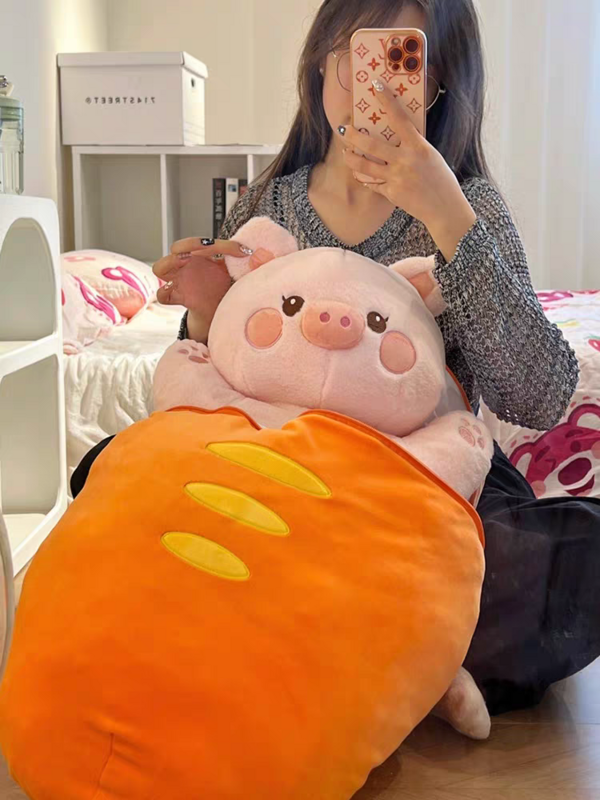 30-80cm New Plush Doll Stuffed Soft Rabbit Pig Hiding in Strawberry Bag Creative Fruit Animal Pillow Toys Gift