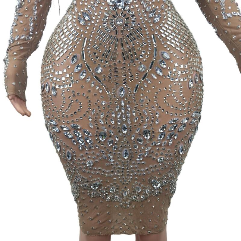 Piaochong-vestido transparente con diamantes de imitación para mujer, minivestido Sexy Formal de cóctel, color negro, para fiesta de graduación, 2024