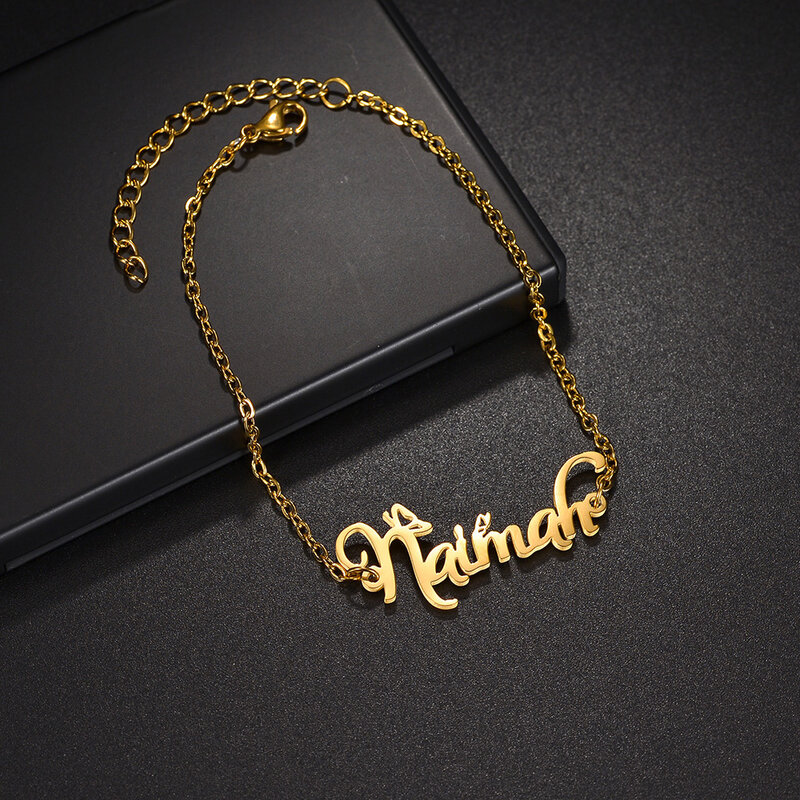 Diamon Set di gioielli con nome personalizzato personalizzato in acciaio inossidabile collana con farfalla bracciale orecchini catena per regalo di gioielli da donna