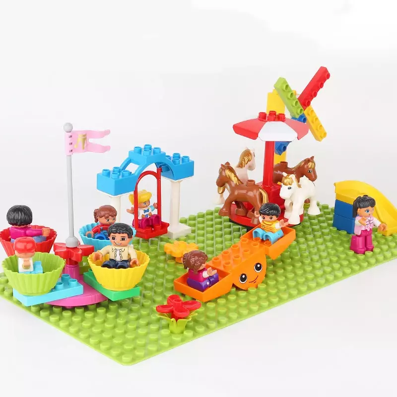 Grandi blocchi di costruzione parco giochi compatibile parti di rotazione bambini educativi creativi scivolo altalena Ladde altalena mattoni giocattolo regalo per bambini