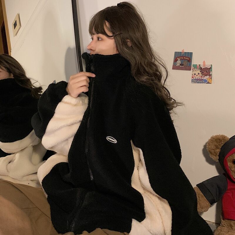 Chaqueta de algodón de Cachemira de cordero para mujer, abrigo grueso de felpa de diseño a la moda, Otoño e Invierno