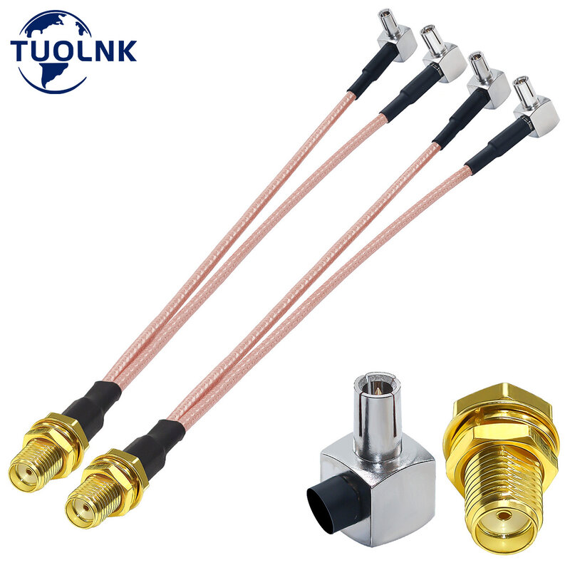 2 Pack SMA Female to Dual TS9 Right Angle Male Splitter Cable 6inch(15cm) RF Extension Coax Cable V Type Coaxial Pigtail