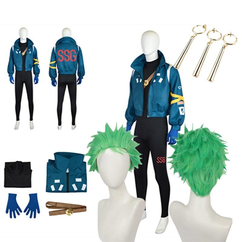 Костюм для косплея Зоро из аниме SSG Roronoa Cos, пальто и перчатки для взрослых с головой яйца для ролевых игр, одежда для Хэллоуина