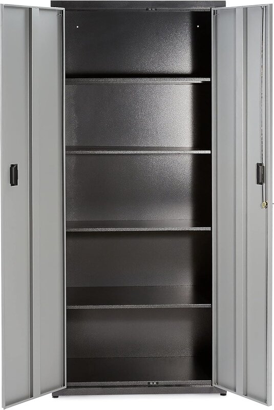 Wysokie szafka do przechowywania garażowe-72 Nch duże składane szafki sklepowe z regulowanymi półkami i zamykane drzwi dla przechowywanie narzędzi