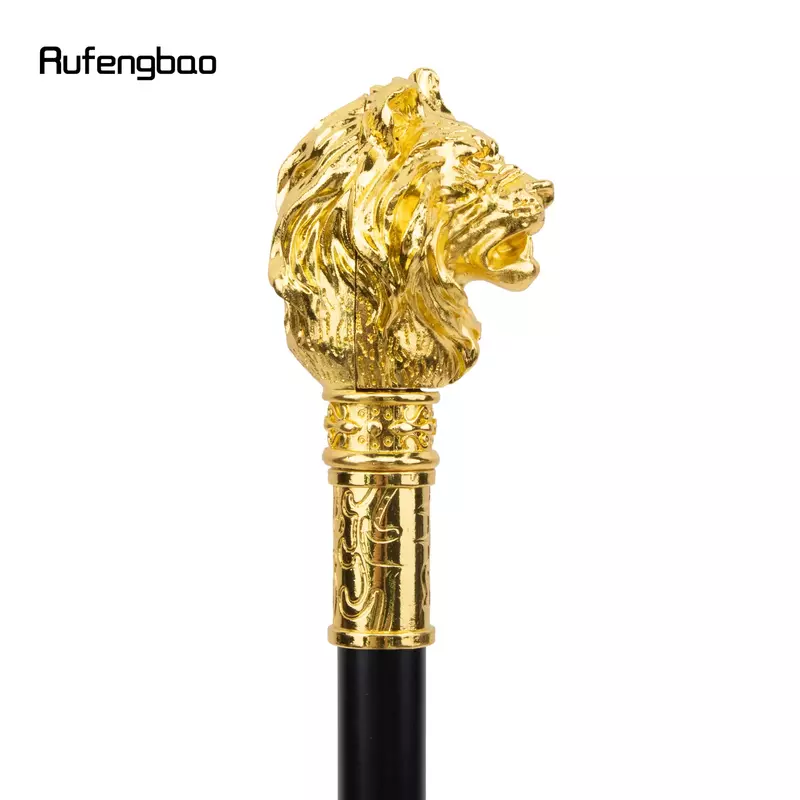 Bastone da passeggio alla moda con manico a testa di leone di lusso dorato per bastone da passeggio decorativo per feste elegante bastone da passeggio con pomello di coccodrillo 95cm