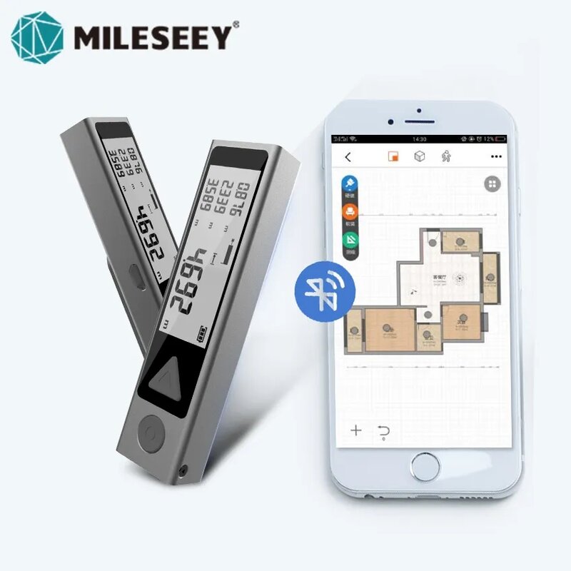 Mileseey 미니 블루투스 레이저 거리 측정기, 휴대용 측정기, Trena 레이저 측정 테이프