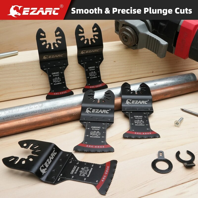 Ezarc bi-金属振動鋸刃5個のアークエッジ振動マルチツールブレード精密切断金属、釘ユニバーサル付き木材