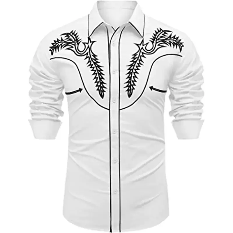 Męska zachodnia koszula plemienna moda codzienna wysokiej jakości materiał 2023 nowe ubranie Plus rozmiar wiosenna letnia impreza męska odzież