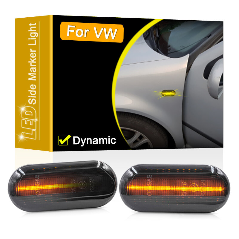 Lente ahumada LED para guardabarros lateral, lámpara de marcador de giro fluido para VW Multivan Amarok Fox Lupo Caddy Beetle Polo