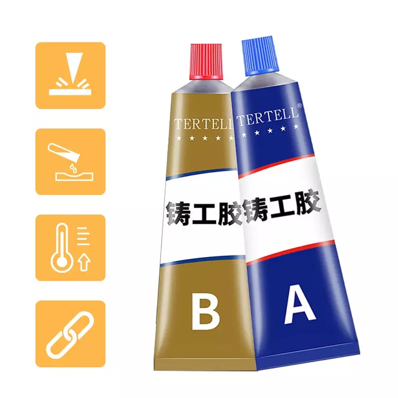 Strong Caster Glue For Metal Stainless Steel Aluminum Alloy Cold Welding Repair Tool Radiator High Temperature Resistant AB Glue