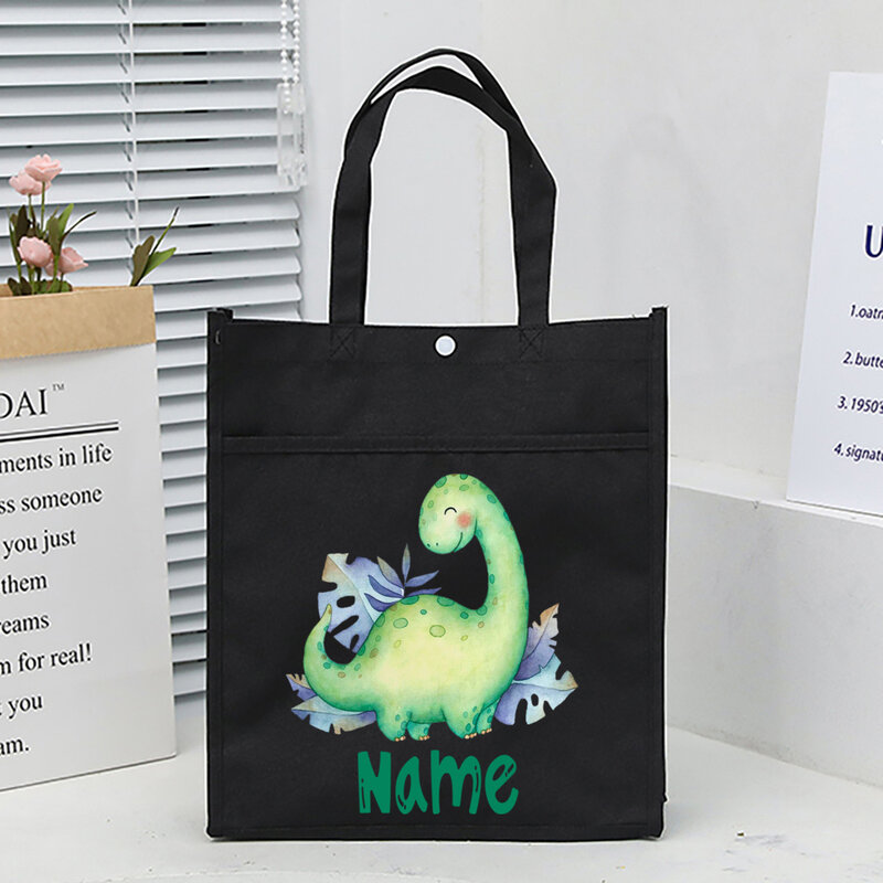 Personalized Animal with Name Kids Library Tote Bags Homeschool Cute  Reading Books Bag Children School Bag Kids Birthday Gifts