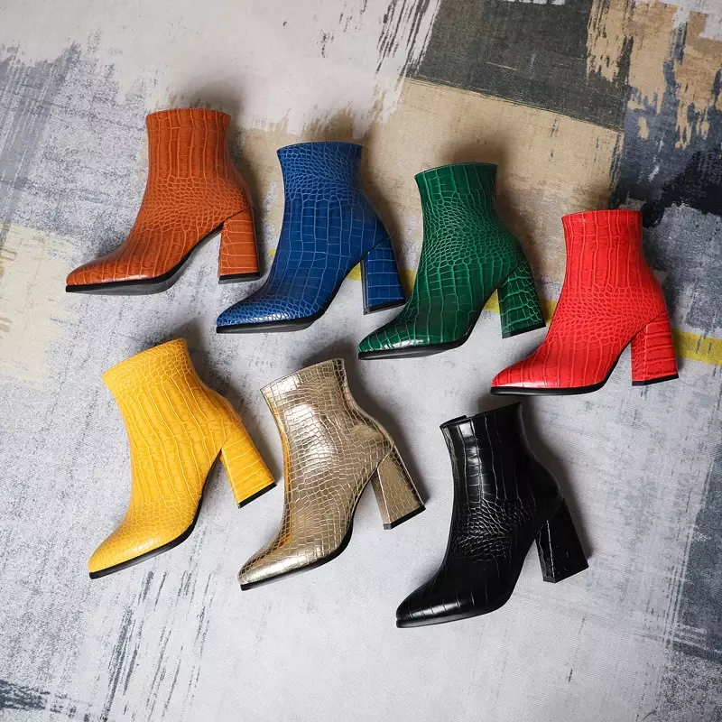 2020 novo inverno 7 cores de alta qualidade mulheres tornozelo botas zip dedo do pé apontado botas femininas sapatos festa botas femininas