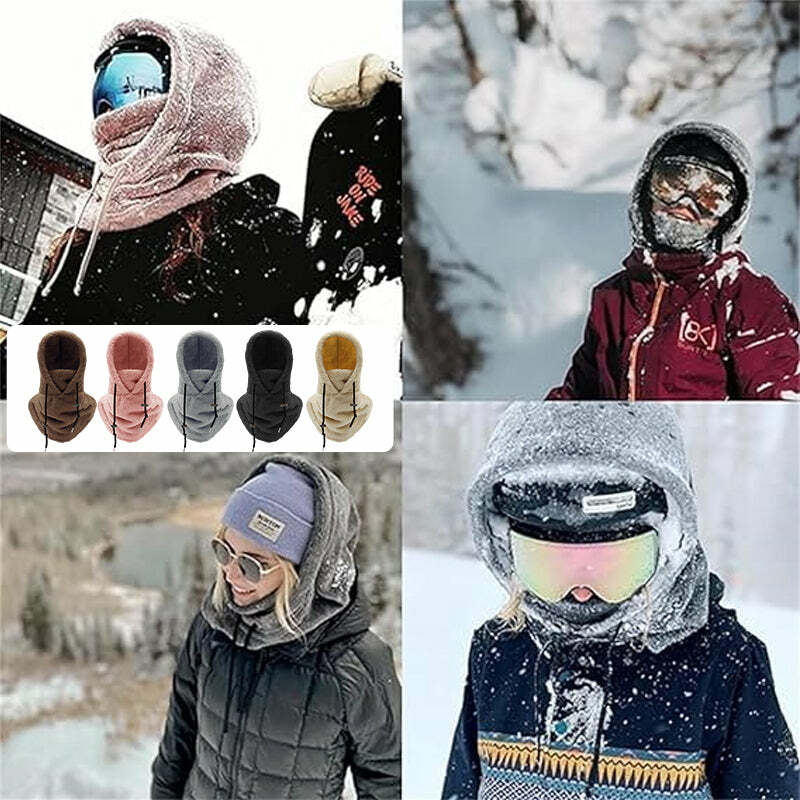 Topi bulu Polar tinggi untuk pria, topi hangat empuk, topi tudung untuk bersepeda luar ruangan, topi Ski tahan angin musim dingin pria dan wanita