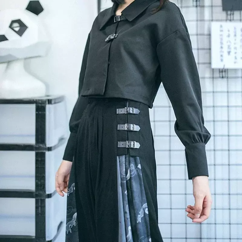 Pantalon de Survêtement Baggy à Jambes Larges pour Femme, Style Chinois, Taille Haute, HarakuMozambique Hanfu Trausers, 2020, 11088