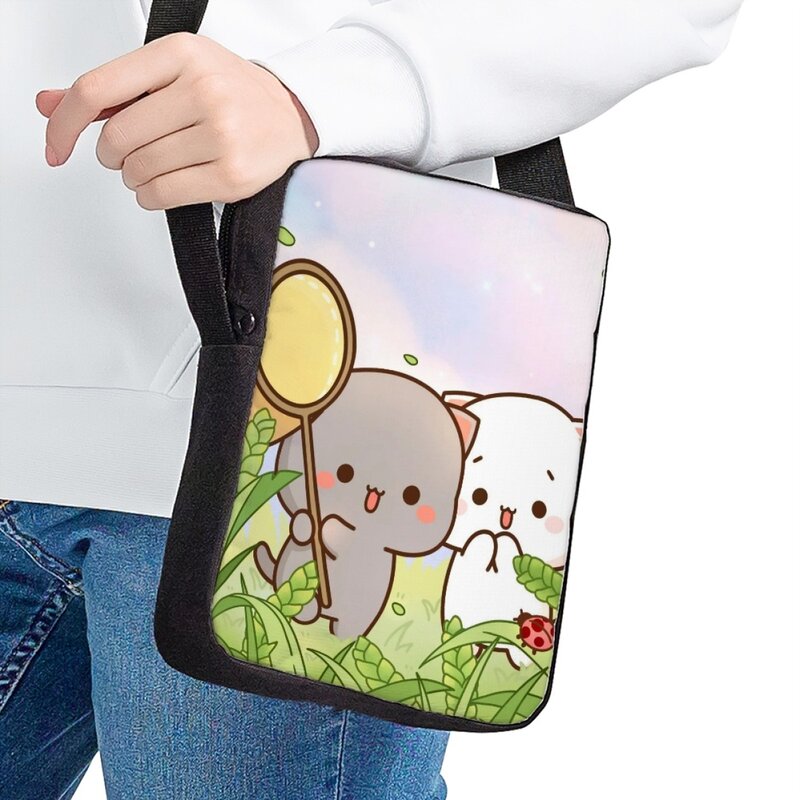 Bolsos cruzados de pequeña capacidad para niños, bolso de hombro con estampado de gato de dibujos animados Kawaii, bolso de mensajero ajustable de viaje informal, nuevo