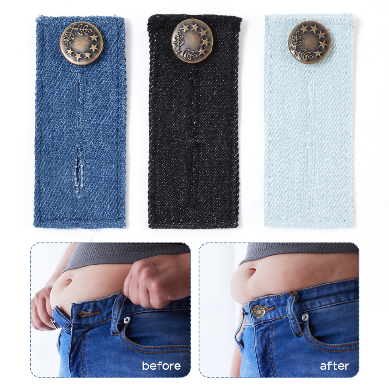 Calças de brim azul expansor da cintura botão pant extender botão extensão da correia fivela denim fivela de cintura gorda extensão da cintura