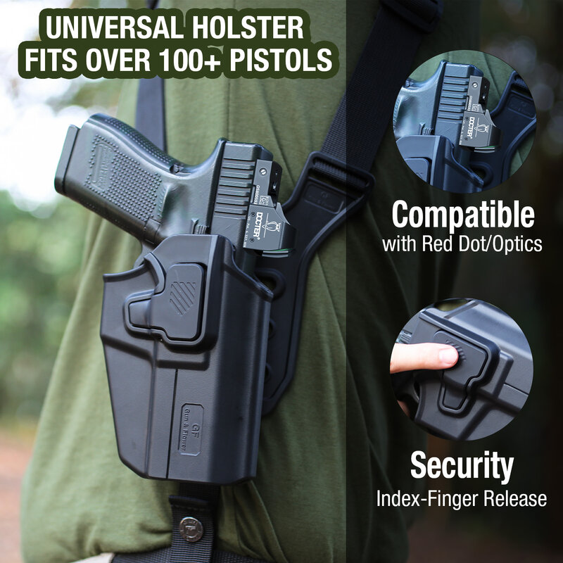 Gun & Flower-funda de hombro Universal con doble bolsa magnética, se adapta a la mayoría de pistolas compactas de tamaño completo, liberación de dedo índice de mano derecha