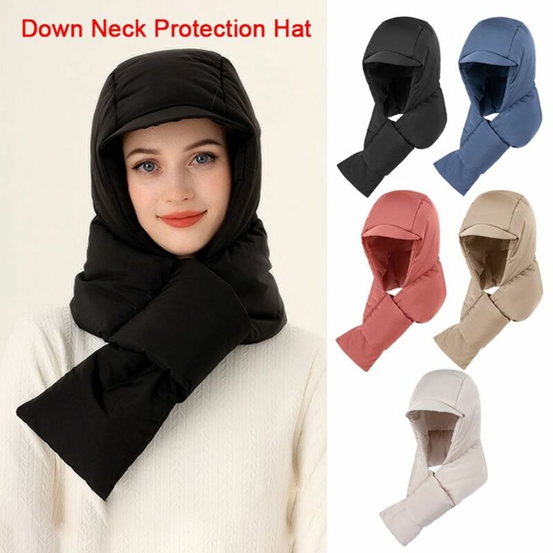 Duck Down Ear Protection Down Hat New Thicken Windproof Neck Scarf Cap Neck-cross Unisex Balaclava Hat Scarf Outdoor Sports