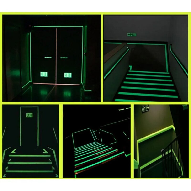 Waterproof Fluorescent Tape Luminous Warning Sticker Self-Adhesive Luminous Tape Safety Exit Stairs Striking Luminous Sticker