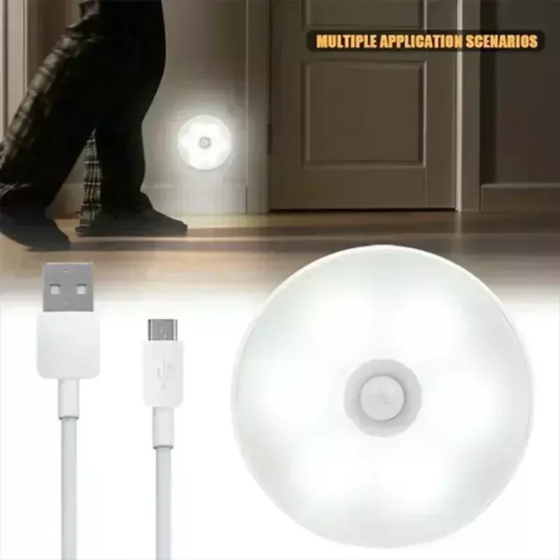 Rechargeable Lamp Stairs for Kitchen Cabinets USB Rechargeable Night Light Wireless Wardrobe Light PIR Motion Sensor Lights
